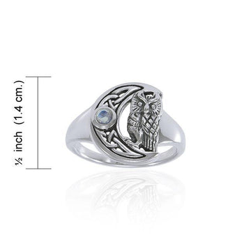 Owl with Celtic Crescent Moon Ring TRI1542 - Jewelry